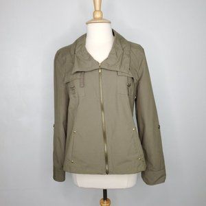 Dressbarn Army Green Lightweight Zip Up Jacket, Size L